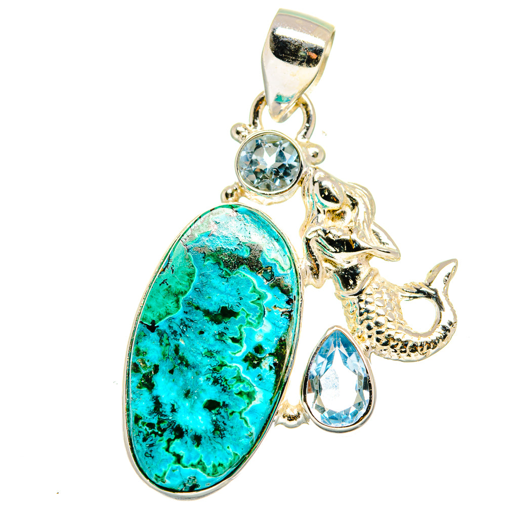 Chrysocolla In Malachite Pendants handcrafted by Ana Silver Co - PD15141