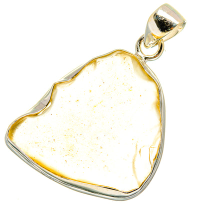 Heart-shaped pale yellow glass pendant in sterling silver bezel with bail cap