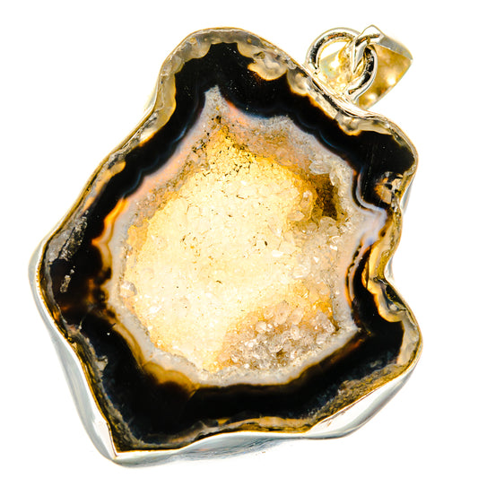 Coconut Geode Slice Pendants handcrafted by Ana Silver Co - PD15316