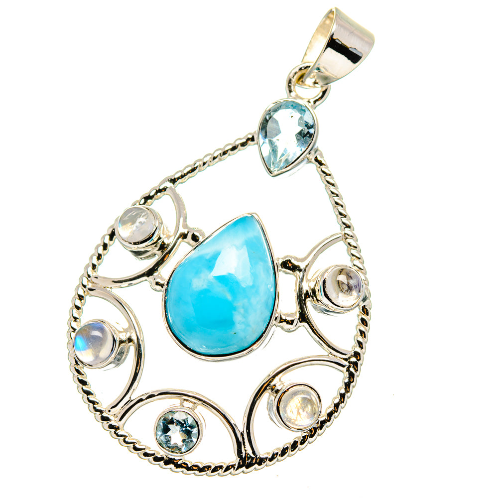 Larimar, Blue Topaz Pendants handcrafted by Ana Silver Co - PD15342