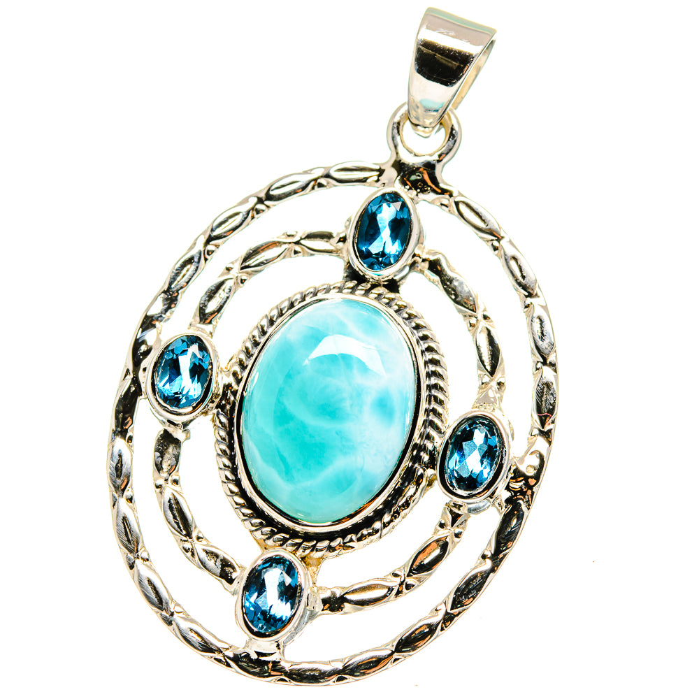 Larimar, Blue Topaz Pendants handcrafted by Ana Silver Co - PD15352