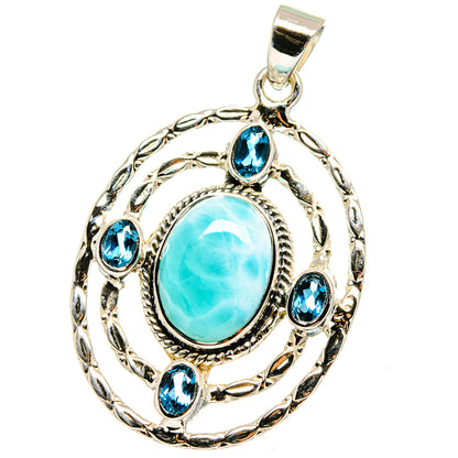 Larimar, Blue Topaz Pendants handcrafted by Ana Silver Co - PD15352