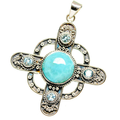 Larimar, Blue Topaz Pendants handcrafted by Ana Silver Co - PD15354