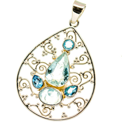 Blue Topaz, Aquamarine Pendants handcrafted by Ana Silver Co - PD15382