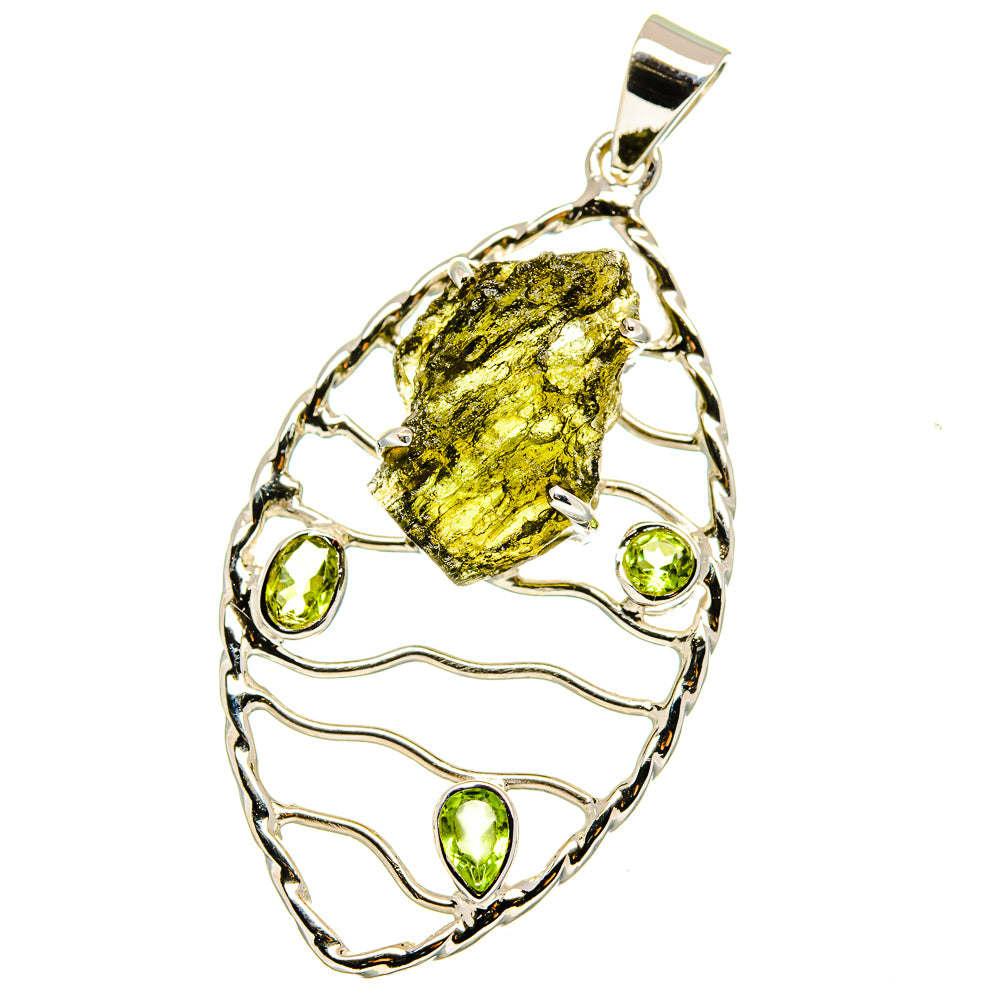 Czech Moldavite, Peridot Pendants handcrafted by Ana Silver Co - PD15387