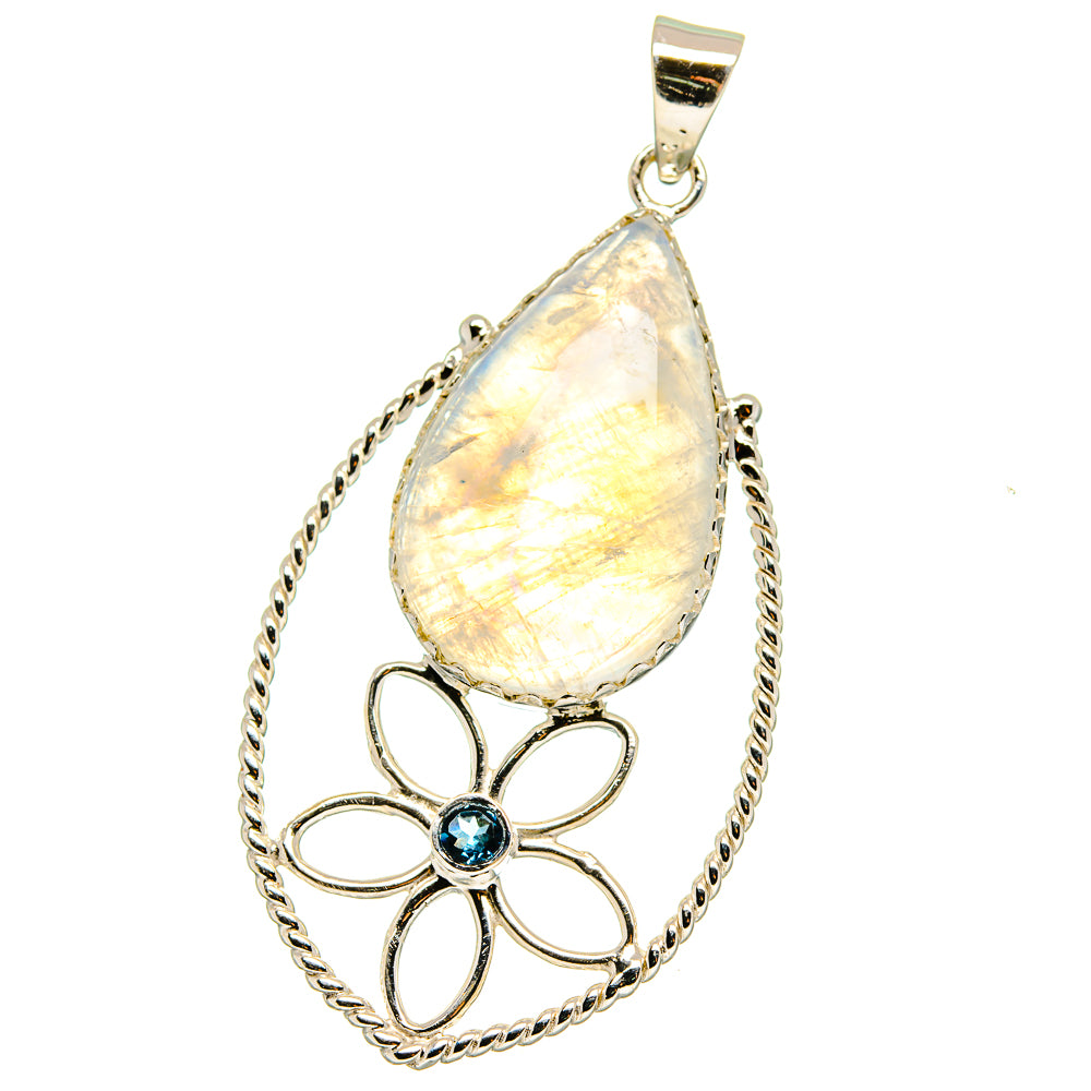 Rainbow Moonstone, Tanzanite Pendants handcrafted by Ana Silver Co - PD15390