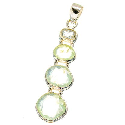Prehnite pendant in 925 sterling silver with four oval green stones