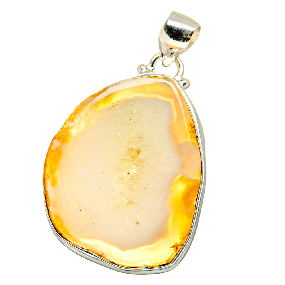 Yellow Geode Slice Pendants handcrafted by Ana Silver Co - PD15403 - Photo 2