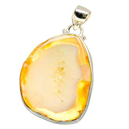 Yellow Geode Slice Pendants handcrafted by Ana Silver Co - PD15403 - Photo 2