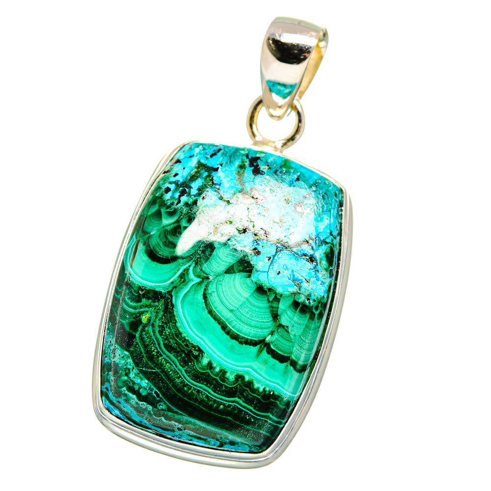 Malachite In Chrysocolla Pendants handcrafted by Ana Silver Co - PD15520