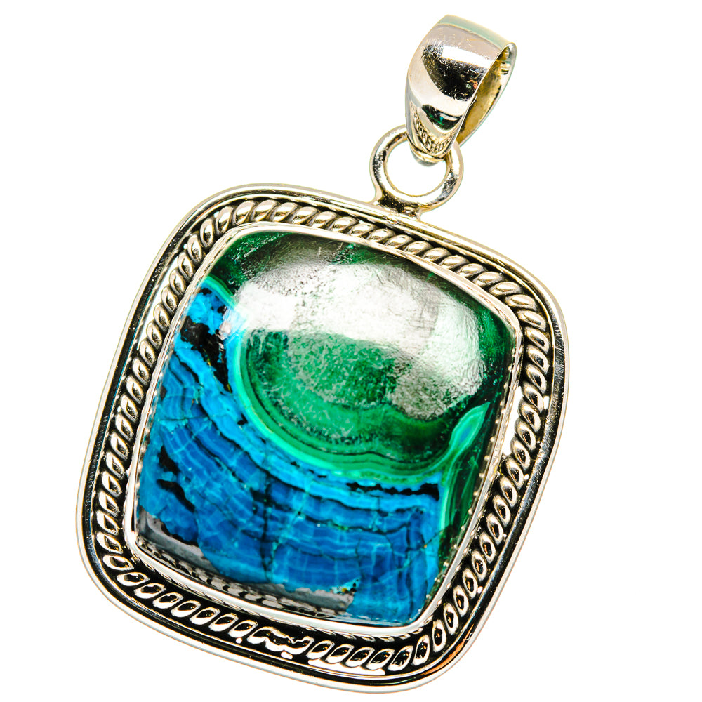 Malachite In Chrysocolla Pendants handcrafted by Ana Silver Co - PD15521