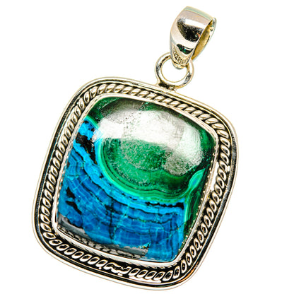 Malachite In Chrysocolla Pendants handcrafted by Ana Silver Co - PD15521