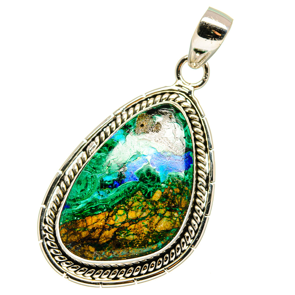 Malachite In Chrysocolla Pendants handcrafted by Ana Silver Co - PD15523