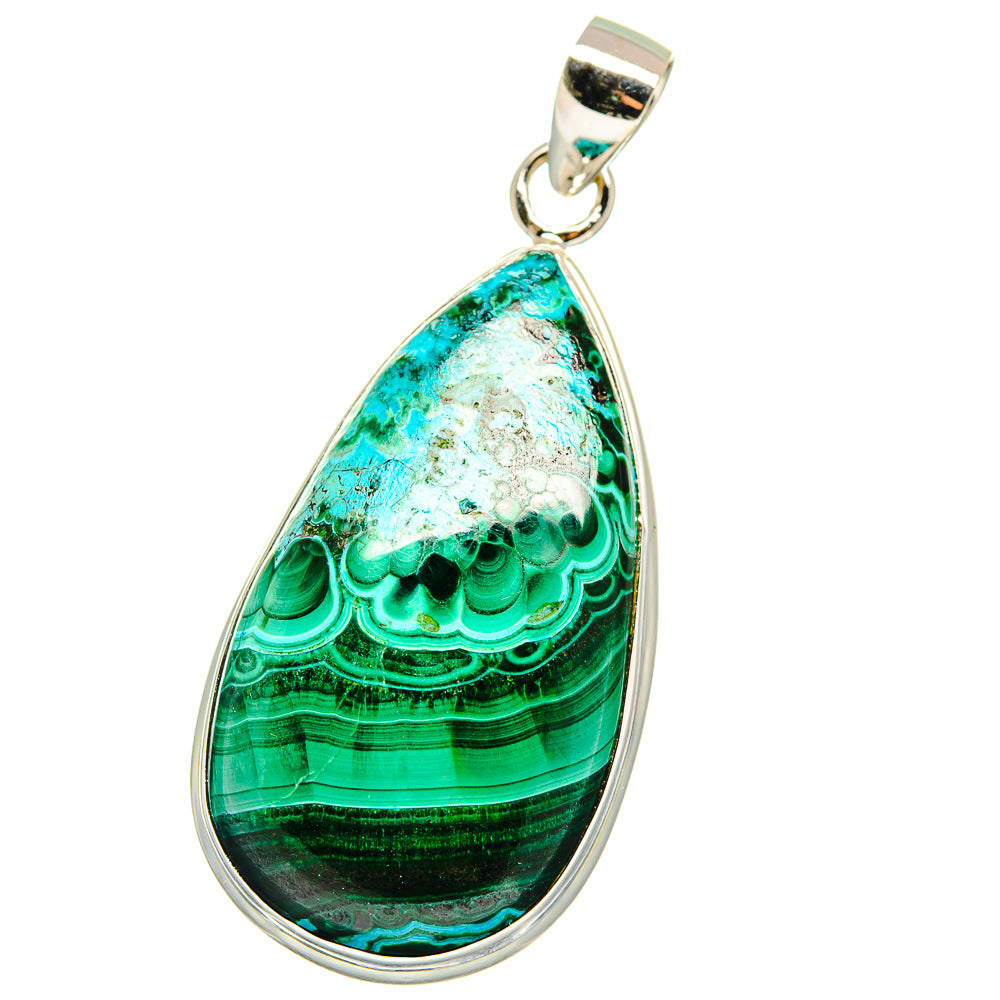Malachite In Chrysocolla Pendants handcrafted by Ana Silver Co - PD15536