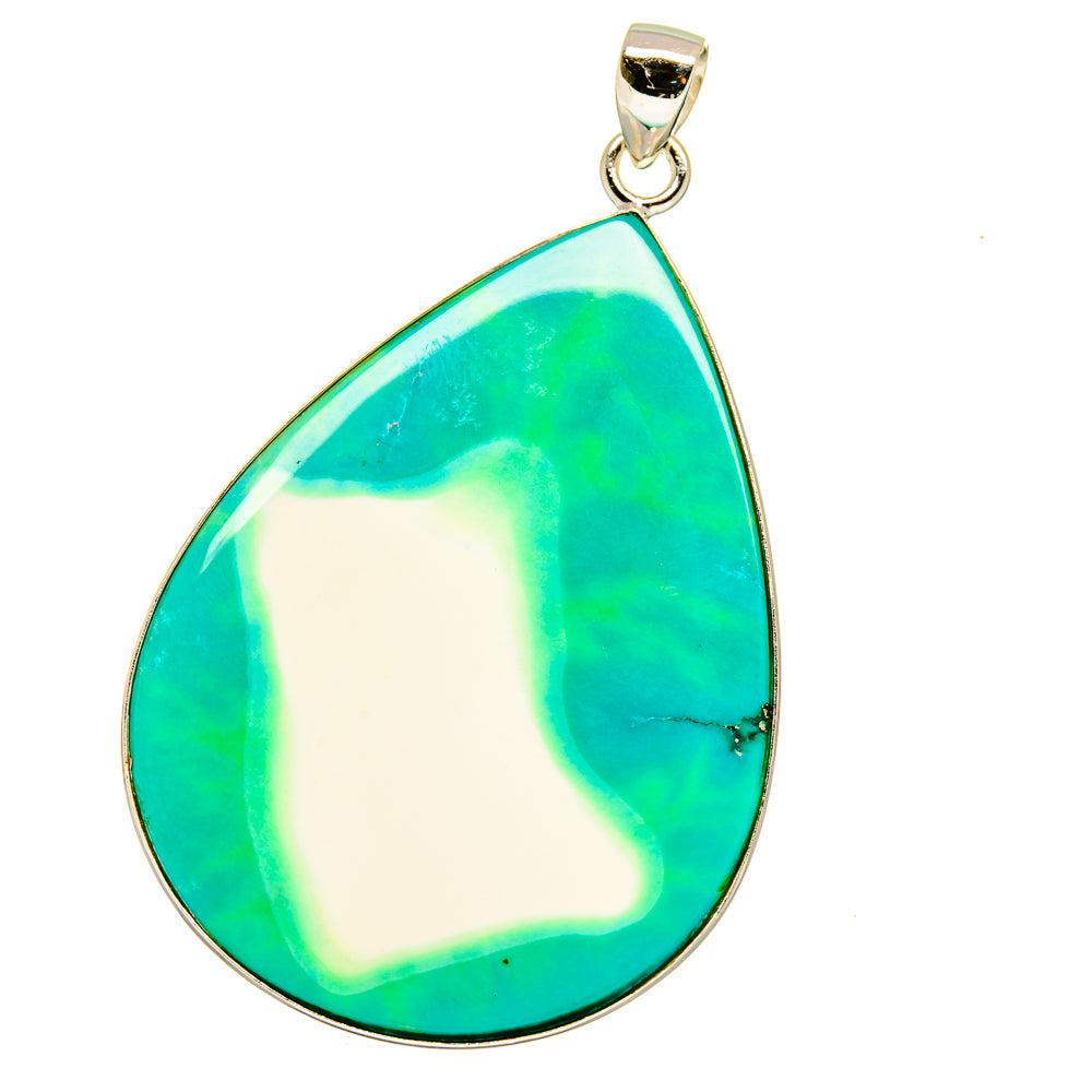 Turquoise teardrop howlite pendant with 925 sterling silver bail and bezel