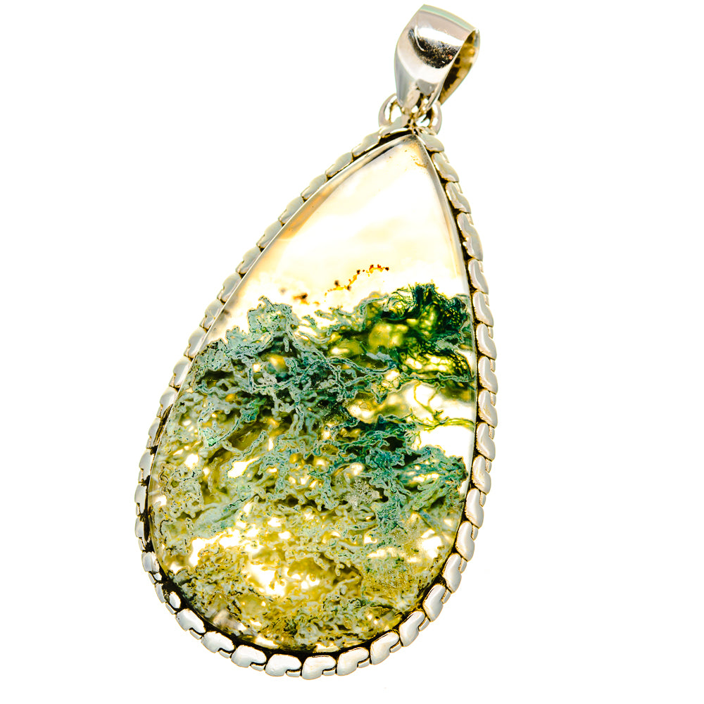 Green Moss Agate Pendants handcrafted by Ana Silver Co - PD15551