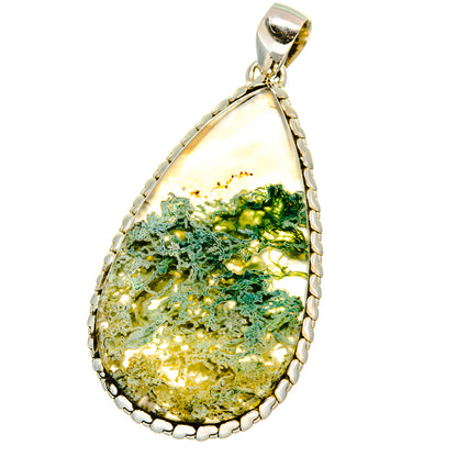 Green Moss Agate Pendants handcrafted by Ana Silver Co - PD15551