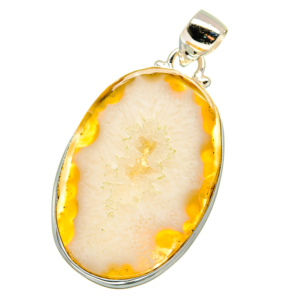 Yellow Geode Slice Pendants handcrafted by Ana Silver Co - PD15591