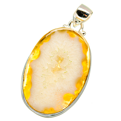 Yellow Geode Slice Pendants handcrafted by Ana Silver Co - PD15591