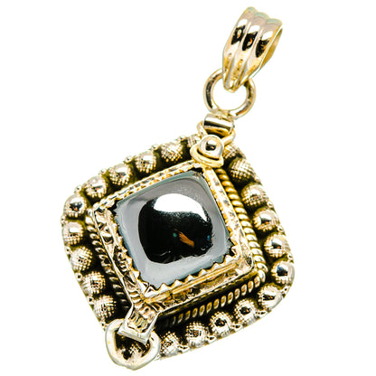 925 sterling silver poison pendant with bezel-set hematite-look black stone