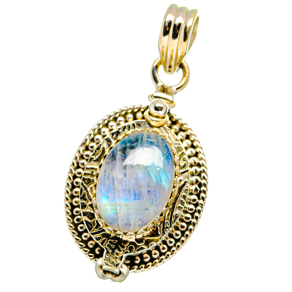 Rainbow moonstone poison pendant, 925 sterling silver oval cabochon