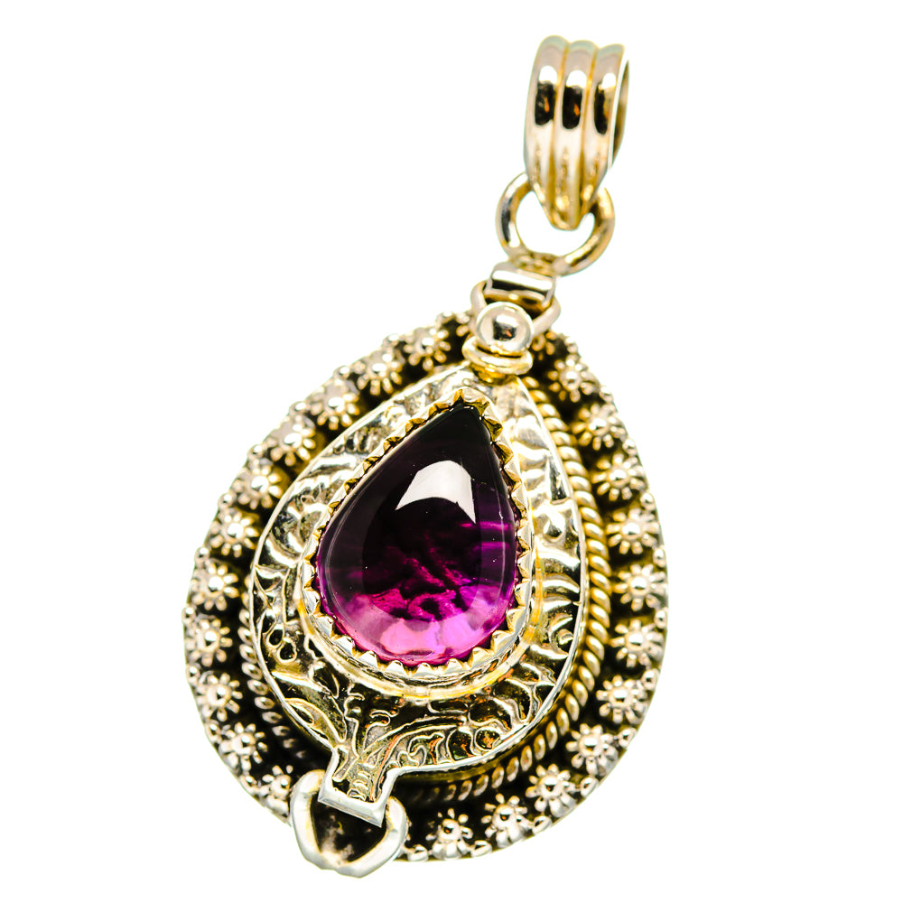 Amethyst teardrop pendant, detailed filigree bezel with decorative border and bail loop