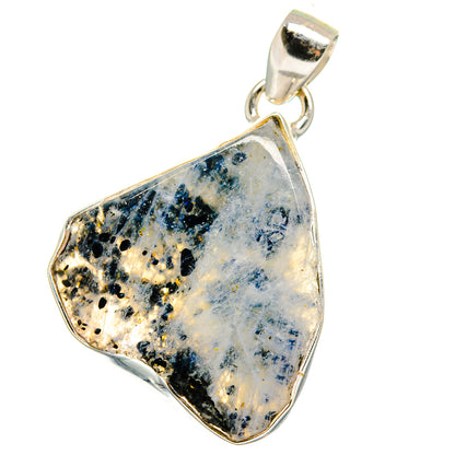 Sterling silver rough moonstone pendant with blue and white stone, teardrop bezel