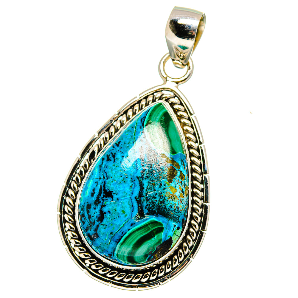 Malachite In Chrysocolla Pendants handcrafted by Ana Silver Co - PD15667