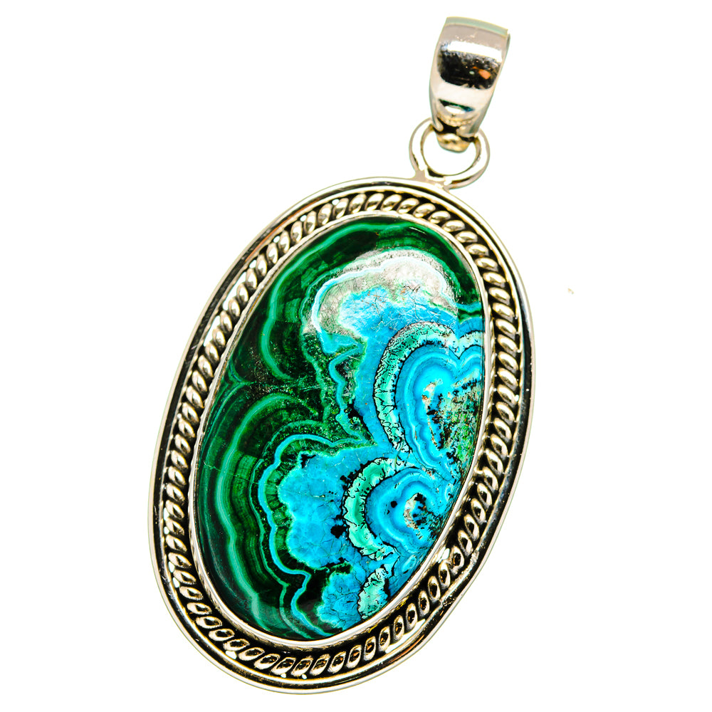Malachite In Chrysocolla Pendants handcrafted by Ana Silver Co - PD15668