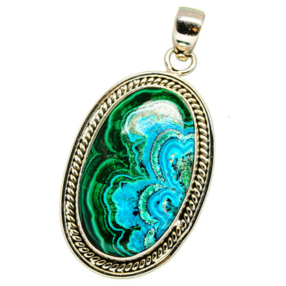 Malachite In Chrysocolla Pendants handcrafted by Ana Silver Co - PD15668