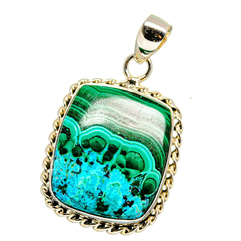 Malachite In Chrysocolla Pendants handcrafted by Ana Silver Co - PD15669