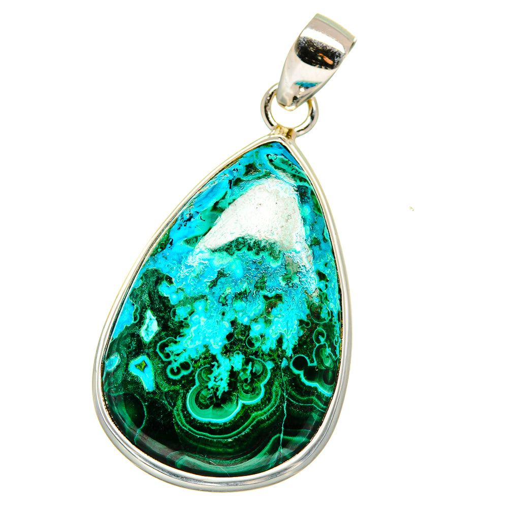 Malachite In Chrysocolla Pendants handcrafted by Ana Silver Co - PD15670