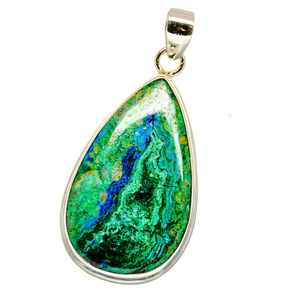 Malachite In Chrysocolla Pendants handcrafted by Ana Silver Co - PD15672