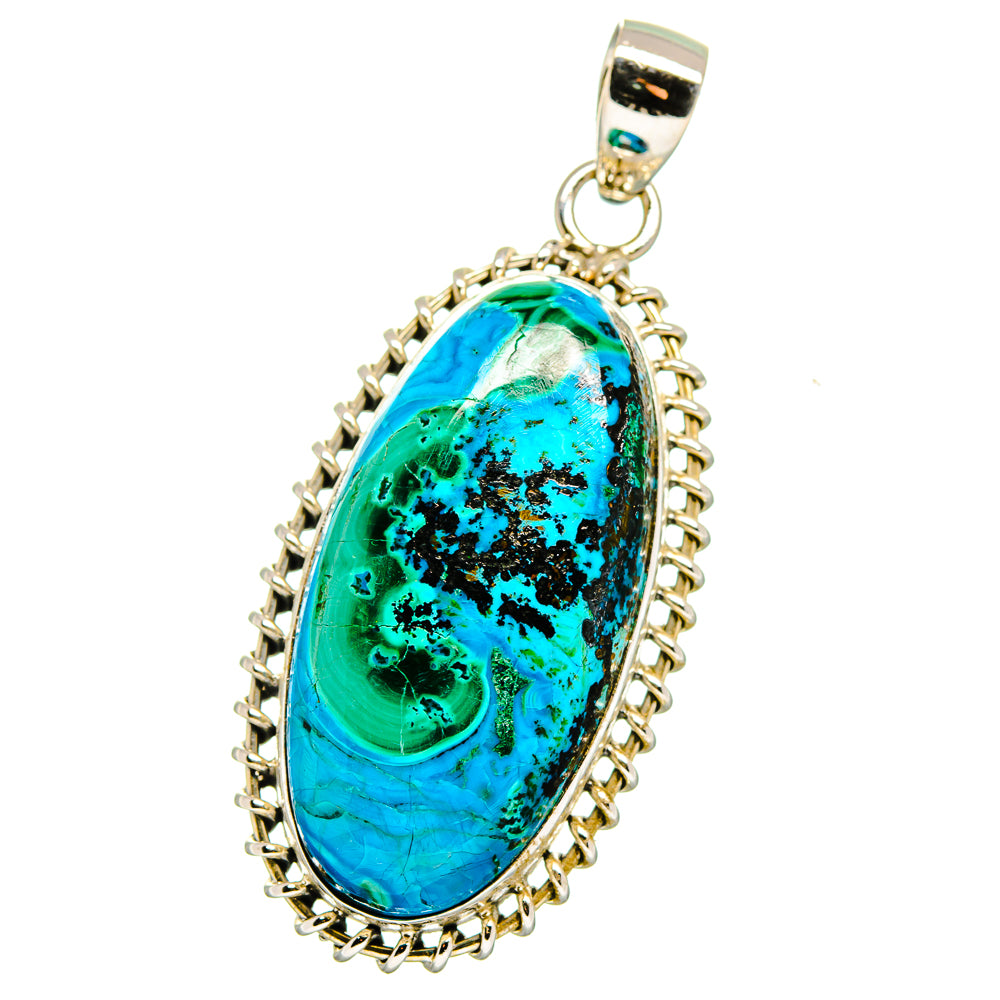 Malachite In Chrysocolla Pendants handcrafted by Ana Silver Co - PD15675
