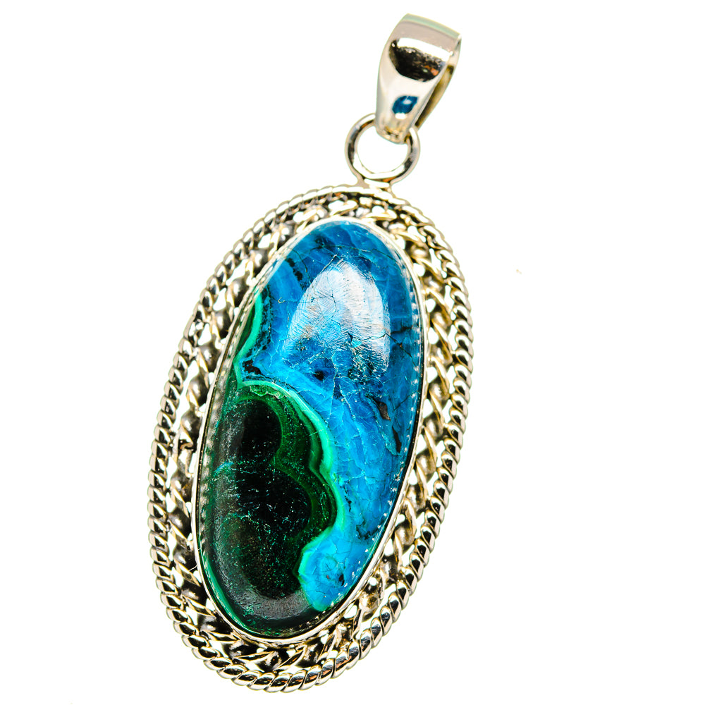 Malachite In Chrysocolla Pendants handcrafted by Ana Silver Co - PD15676