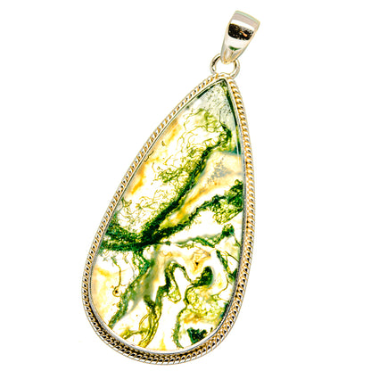Green Moss Agate Pendants handcrafted by Ana Silver Co - PD15691