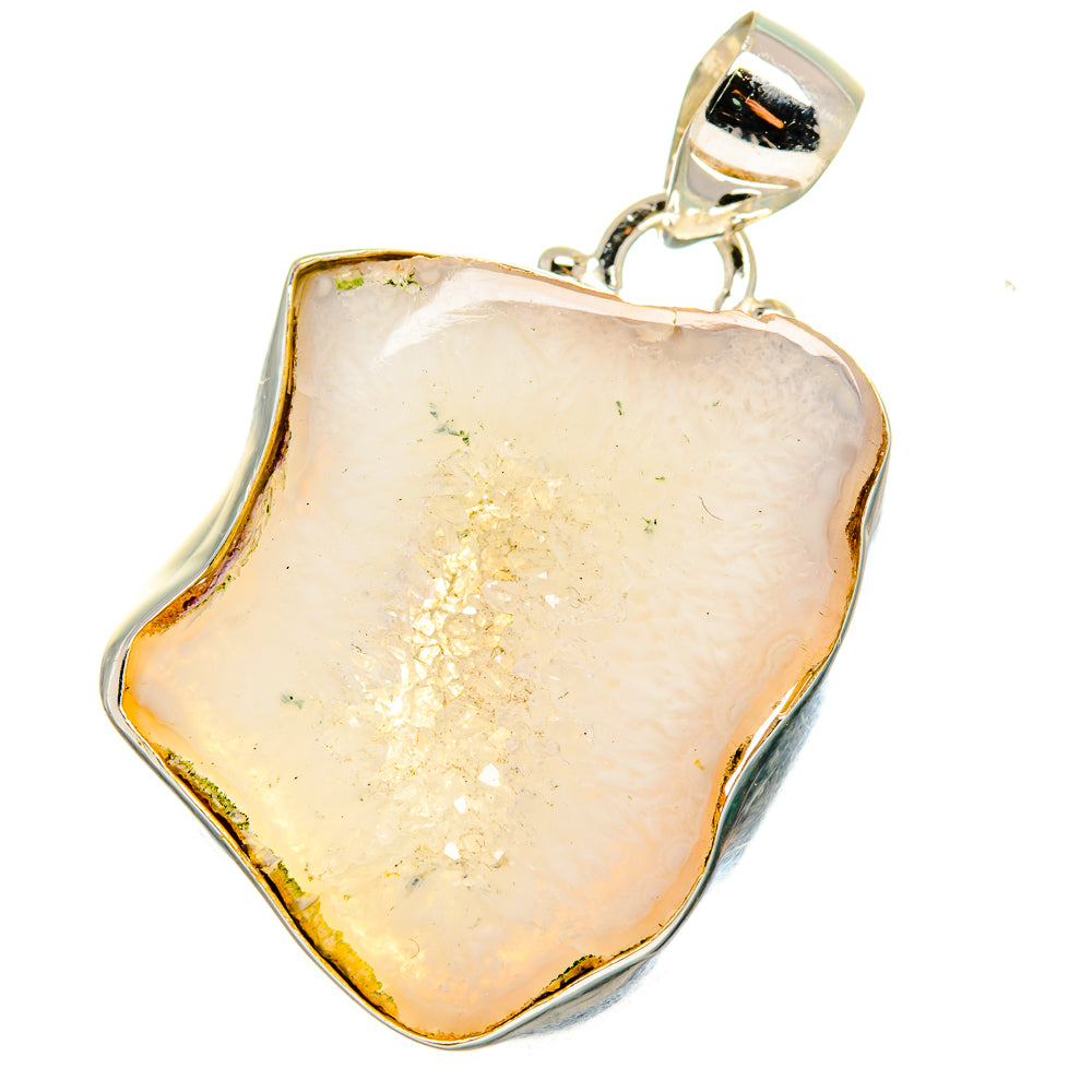 White Geode Slice Pendants handcrafted by Ana Silver Co - PD15741