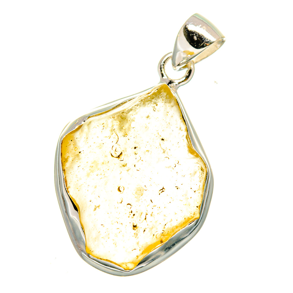 Sterling silver pendant with translucent yellow Libyan desert glass shard, top bail
