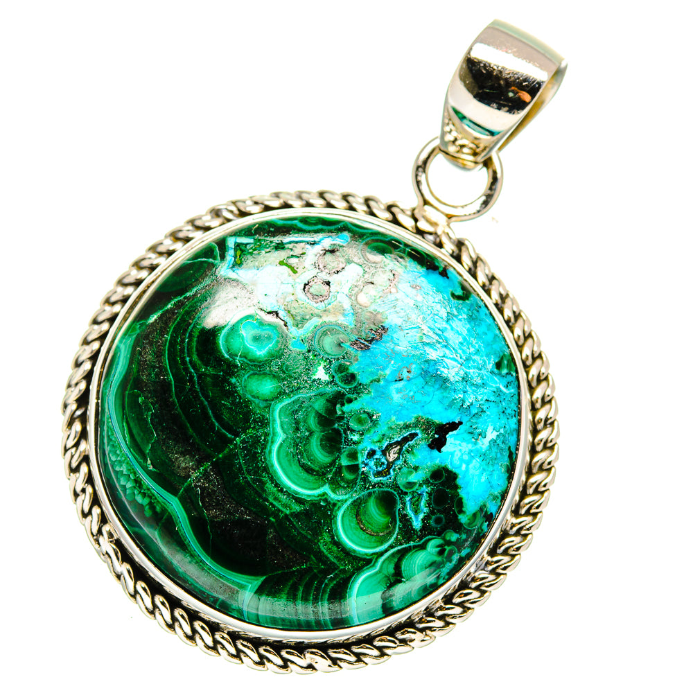 Malachite In Chrysocolla Pendants handcrafted by Ana Silver Co - PD15909