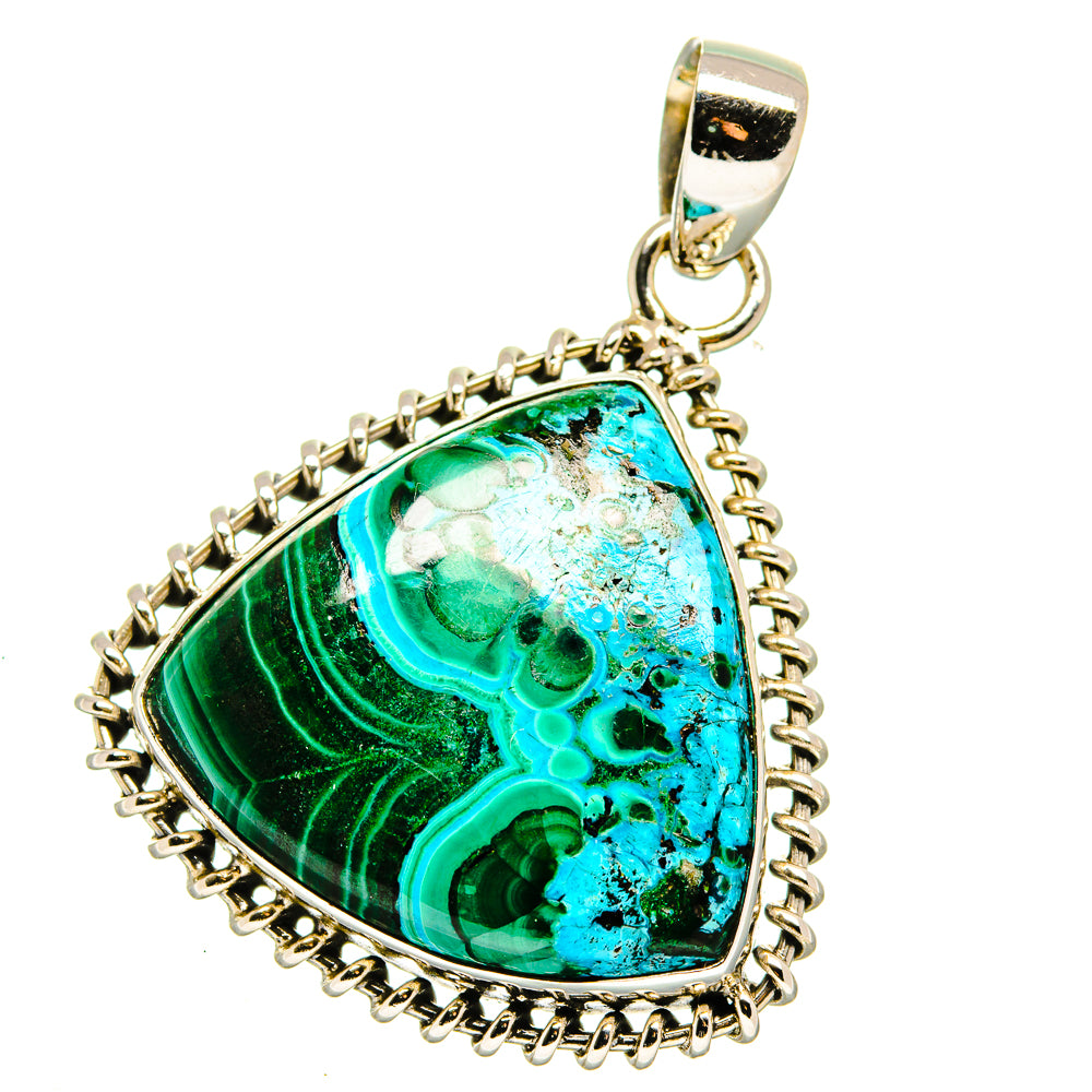 Malachite In Chrysocolla Pendants handcrafted by Ana Silver Co - PD15910