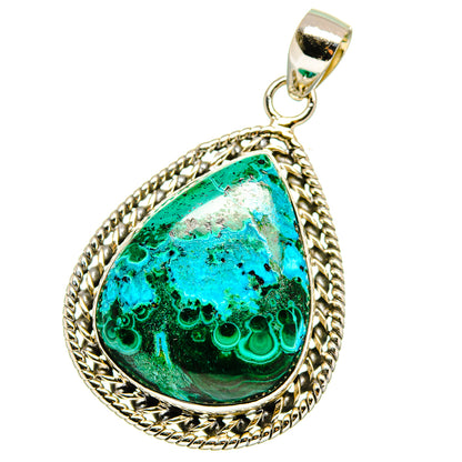 Malachite In Chrysocolla Pendants handcrafted by Ana Silver Co - PD15921