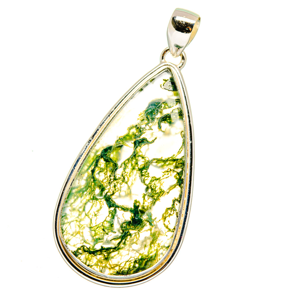 Green Moss Agate Pendants handcrafted by Ana Silver Co - PD15924