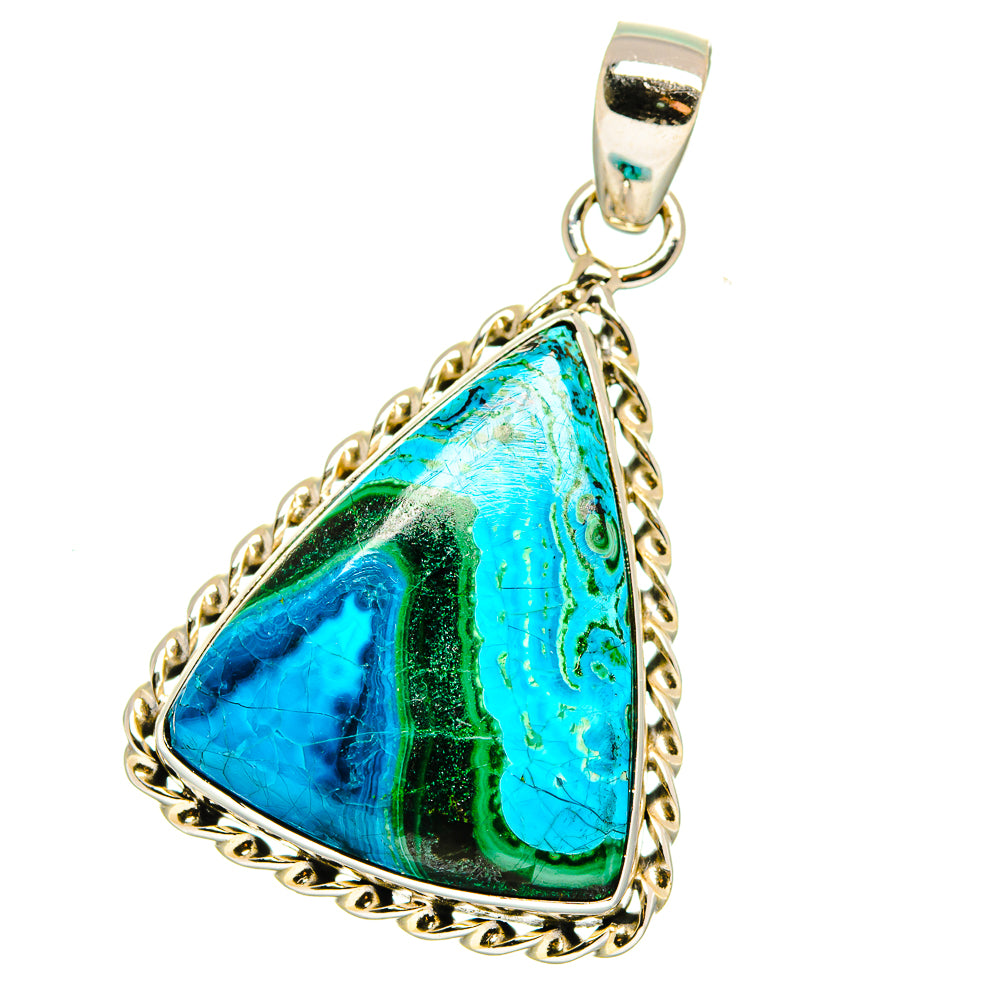 Malachite In Chrysocolla Pendants handcrafted by Ana Silver Co - PD15927