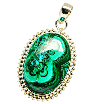 Malachite In Chrysocolla Pendants handcrafted by Ana Silver Co - PD15978