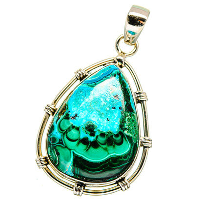 Malachite In Chrysocolla Pendants handcrafted by Ana Silver Co - PD15983