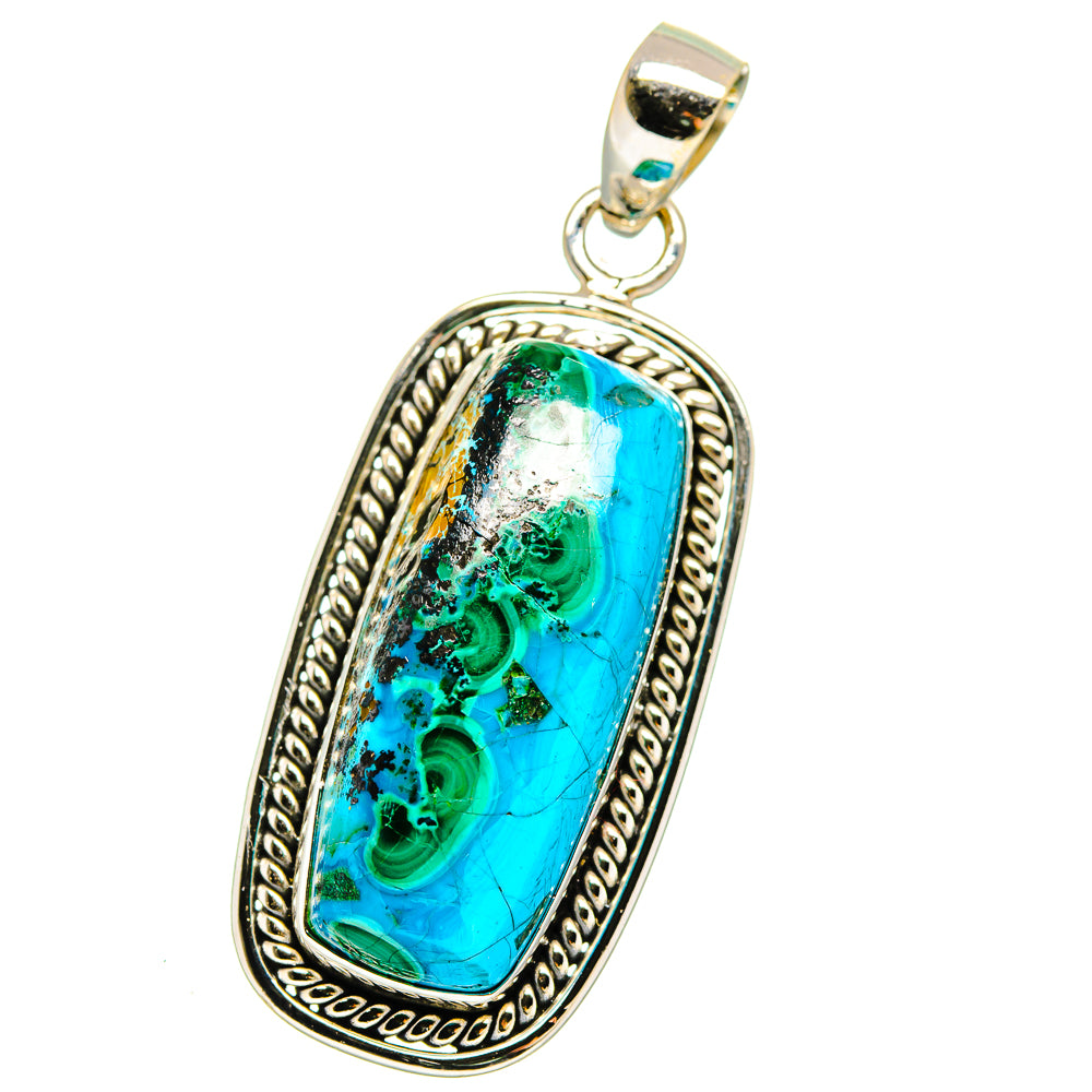 Malachite In Chrysocolla Pendants handcrafted by Ana Silver Co - PD15984