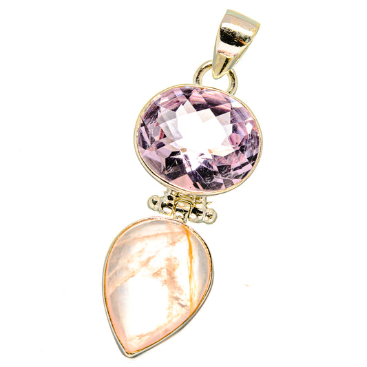 Rose Quartz Pendants handcrafted by Ana Silver Co - PD16059