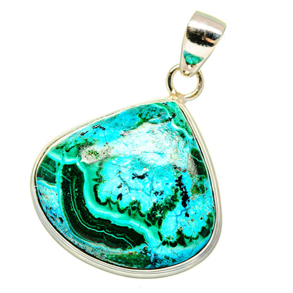 Teardrop turquoise stone pendant with silver bezel and loop bail