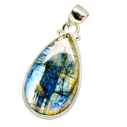 925 sterling silver teardrop kyanite pendant with silver loop bail