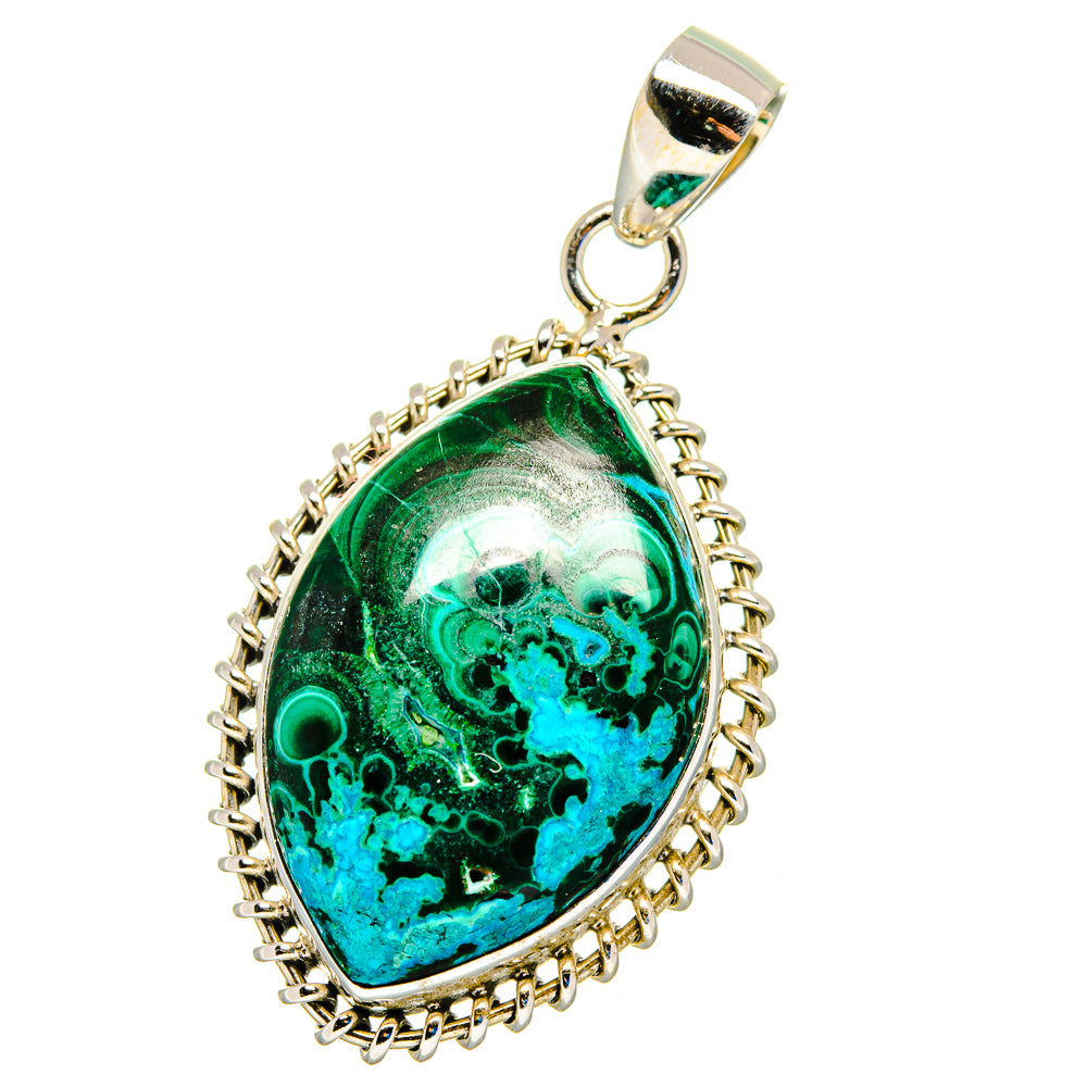 Malachite In Chrysocolla Pendants handcrafted by Ana Silver Co - PD16196